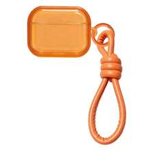 Fashionable Minimalist Apple Earphone Protective Case Suitable Compatible With Apple Pro3, Deep Orange AirPods3/4 With PU Leather Strap, Compatible With AirPods Pro/Pro2, Anti-Drop Protective Case - Orange - View 8