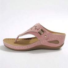 Elegant Ladies' Open-Toe Slippers, Solid-Color Mesh Breathable Sports Sandals With Comfortable Medium Heels, Suitable For All Seasons. Featuring A Round Toe Design And Easy Slip-On Style, These Are Perfect Beach Shoes For Casual Wear And An Ideal Choice For Travel! - Hồng - Xem 3