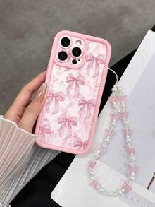 蝴蝶结图案粉色镂空设计，搭配蝴蝶链，防摔加厚简约时尚手机壳，兼容 17/17 Pro/17 Pro Max/16/15、15 Pro Max、Apple P13手机壳、P14女款手机壳、P11软壳手机壳、P12手机壳，防摔，适用于XS/XR/16 Pro Max/13手机壳/手机壳/78P/78GES2、16/15/XR/16 PROMAX/7P8P/P12 Pro Max/P13 Pro Max/P14 PROMAX/P13/P14/P11/P12/P14女款软壳防摔手机壳 - 彩色 - 查看 3