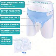 Reusable Urine Pot For The Elderly And Adults - Portable And Comfortable To Wear Leak-Proof Panties With Silicone Belt And Urine Collection Bag, Breathable Soft Care - Màu xanh nhạt - Xem 7