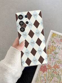 1个菱形蝴蝶结透明极简软壳，兼容三星Galaxy S22/S23/S24 Ultra、M36/S25 Ultra/A56 5G/S22+手机，原创手绘软保护套，防震设计，送给女朋友的礼物 - 彩色 - 查看 4