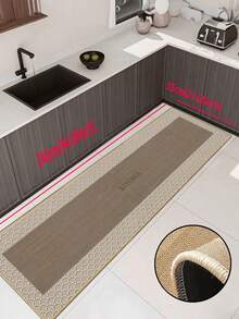 Tapis de cuisine en lin doux en caoutchouc épais de 3,5 mm, style simple moderne, tapis de cuisine absorbant avec bords cousus pour éviter l'écaillage, absorbant l'eau et facile à nettoyer, surface en lin avec milieu en mousse et fond en caoutchouc, convient pour la cuisine, la salle de bain, la buanderie, le couloir, le salon et d'autres espaces - Multicolore - Voir 17