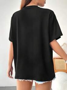 180GSM Pure Cotton Printed T‑Shirt With I'm Not Needy, I'm Wanty Funny Graphic Novelty Quote Theme, Knitted Craft, Breathable, Soft, Durable, Easy To Clean, Stain Resistant, Comfortable Sassy Casual Wear - 黑色 - 查看 3