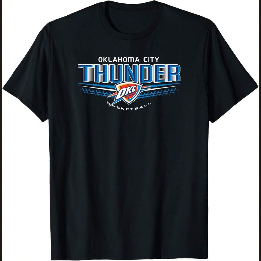 Oklahoma City Thunder Black T-Shirt, Men's Small, Short Sleeve, Crew Neck, Classic Fit, Polyester 100% - 黑色 - 查看 1