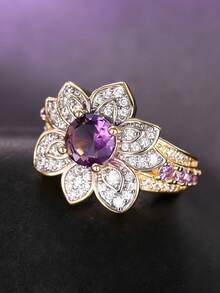 1 chiếc nhẫn đá Cubic Zirconia thời trang dành cho nữ, thích hợp làm quà tặng Ngày Valentine, đám cưới, kỷ niệm, tiệc tùng. - 1 # - Xem 6