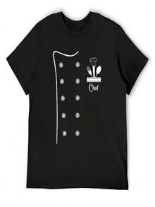 Chef Cook Chef Jacket Chef Gift Cooking & Kitchens T-Shirt Vintage Anime Shirt For A Boy Custom T-Shirts Fitted T Shirts For Men - màu đen - Xem 1