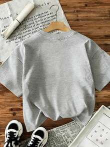 春夏季超寬鬆上衣,100%棉質上衣,女士純色圓領短袖T卹,柔軟舒適,日常休閒,街頭服飾,,y2k,top,summer,spring,t shirt,gym,sport,party top,blouse,romwe,vintage,carnaval,valentijn,sport,parts for mamenu mujer,verano mujer,趣味T卹,vacation, beach,casual,90年代服裝,cute tops,top negros,top blanco,tops verano,primavera,muje,90年代服裝,carnival,四季通用,辦公室/休息室/復古/簡約,westem women, 復活節女裝,80年代學時美式風格和冬季上衣/復古/簡約,westem women,outfits, woman,valentijn,carnaval，花灰色上衣 - 花灰色 - 查看 2