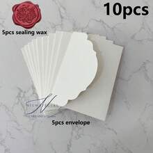 20/10张三折口袋式婚礼请柬 + 火漆封口信封，订婚、15岁生日、洗礼简约邀请卡，DIY邀请函，5*7英寸邀请函，口袋式邀请函，定制邀请函，新款信封 - 白色 - 查看 10