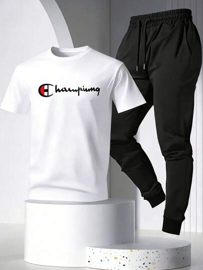 Hombre002y006 Conjunto Casual de Camiseta y Pantalón para Hombre: Estilo Urbano Versátil, Cómodo Diario Tela suave y transpirable, sin calor excesivo. Ideal para salidas, reuniones y actividades al aire libre. Diseño minimalista, corte ajustado para todo tipo de cuerpo.