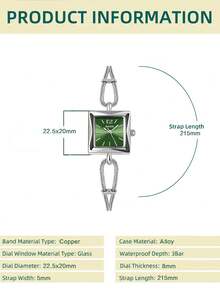 BIDEN 1 件女士手表，复古奢华银色手镯式手表，时尚简约优雅石英表，适合日常佩戴，女士礼物 - 綠色 - 查看 3