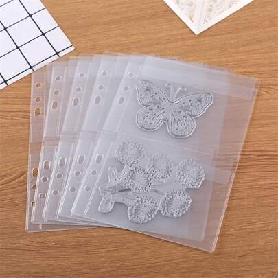 10 chiếc bìa đựng tài liệu rời bằng nhựa khổ A5, loại 6 vòng, chống thấm nước, phù hợp cho sổ tay, lưu trữ ảnh, tài liệu, tem và khuôn mẫu, sắp xếp hóa đơn.