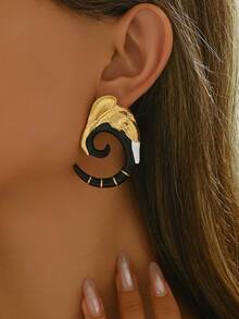 时尚大象造型耳环，独特金色耳环，适合日常佩戴，母亲节和情人节礼物 - 大象 - 查看 3