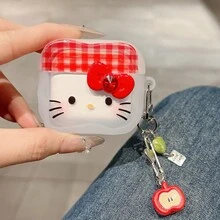 1 Set Thick Headphone Protective Case, Cute Cartoon Cat Design, Compatible With Apple 1/2/3/4/Pro/Pro 2/Pro 3. Perfect Gift For Girlfriend. - Red - View 7