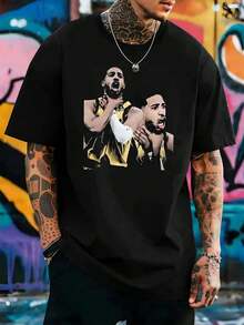 OVERSIZED Black T-Shirt With Basketball Graphic Print, Soft Cotton, Street Hip Hop Style, Comfortable, Durable And With A Unique Graphic Print. - Black - View 1