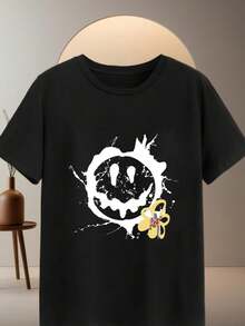 Neutral Black T-Shirt, 220g, 100% Cotton, Bold "Stop Snitch" Graphic, Perfect for Casual Wear & Showcasing Personality - Negro - Ver 6