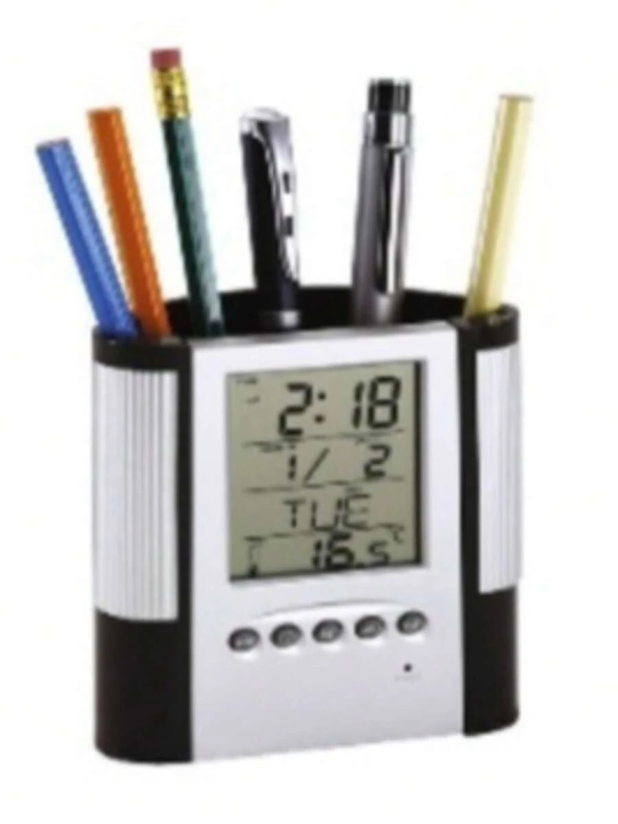CL048 Reloj Digital de Escritorio con Organizador para Lápices y Pantalla LCD - 1PC - Ver 1