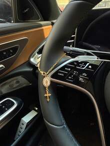 One Steering Wheel Decorative Pendant, 15cm Adjustable Length, Simple And Cute, Creative Rosary Car Pendant Accessory, Unique And Stylish Car Ornament. - A - Xem 1