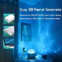 2 In 1 Northern Lights Projector, 16 Color Aurora Night Light Projector,Remote Galaxy Light Projector,USB Recharge Ocean Wave Projector For Playroom Birthday Kids Teen Gift (Aurora & Wave) - 1pc - 查看 3