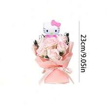 三丽鸥Hello Kitty手捧玫瑰花束，仿真玫瑰花，家居及婚礼装饰，可爱桌面摆件，浪漫礼物，适合送给女友、母亲节、情人节、派对等场合。 - 彩色 - 查看 7