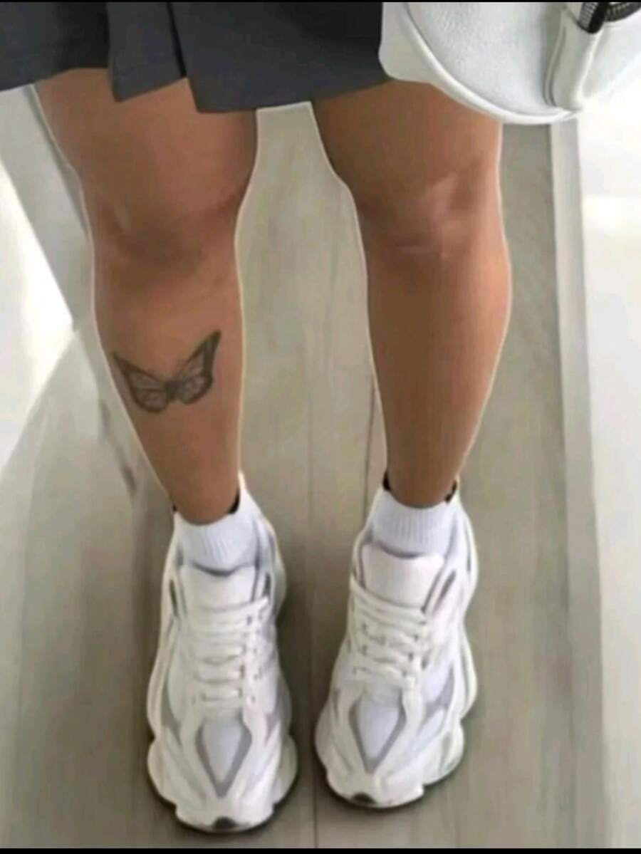 Women's And Men's Platform Sneakers For Running, Gym, Training, Jump, Sports, Walking, Casual - - Bloggers - N White Silver - View 1