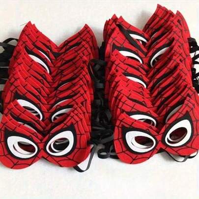  5pcs/Set Marvel Spider Man Party Costume Mask, Featuring Red And Black Mesh Design, Role-Playing, Stage Performance, And Themed Party Decorations, Classic Mask Design New Year's Gift, Valentine's Day Gift, Easter Gift