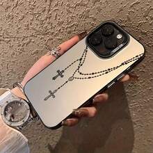 Fashionable Criss-Cross Chain Pattern Phone Case, Fits Various Models - Black - View 3