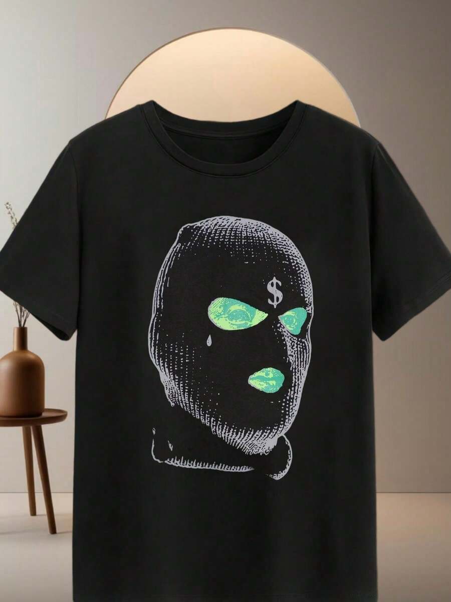 Neutral Black T-Shirt, 220g, 100% Cotton, Bold "Fresh" Pattern, Perfect for Casual Wear & Showcasing Personality - Negro - Ver 1