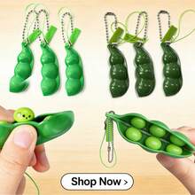 4Pcs Pea Pod Fidget Keychain Set - Cute Squishy Sensory Keychain For Stress Relief, Adorable Bag Charms & Purse Accessories, Fun Phone Charms For Lanyard, Perfect Gifts For Women, Men, Mom, Friends, Summer Travel, Office Desk & Daily Use - 彩色 - 查看 2