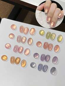15ml 2026 Spring/Summer & New Year Shimmering Multicolor Sunset Gold Satin Nude Pink Purple Sparkling Chameleon Nail Polish Gift Set, Includes Popular Crystal Glass Bead Chameleon Gel Nail Polish - Multicolor - View 6