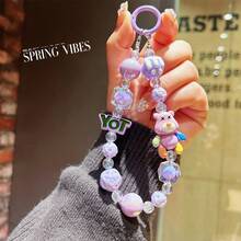 Nuevo cordón para teléfono con cuentas y dibujos animados, colgante de cuentas pintadas a mano, accesorio para bolso y llavero, regalo perfecto para cumpleaños, fiestas y temporadas - Multicolor - Ver 13