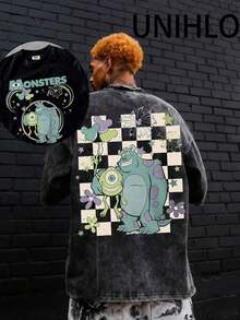 Disney UNIHLO  Mickey   Printed Summer Heavyweight Retro Washed Street Fashion Casual T-Shirt - màu đen - Xem 1