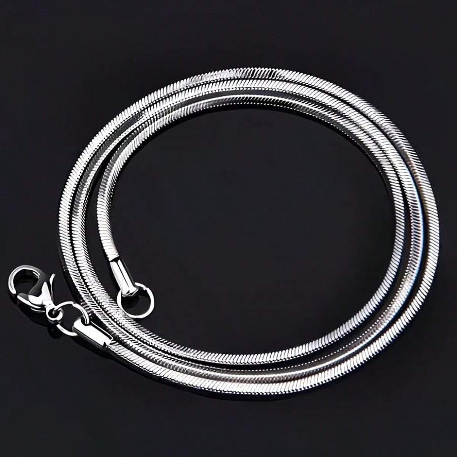1 Stainless Steel Square Snake Chain Necklace - DIY Jewelry For Men And Women, Hip-Hop Accessory, Perfect For Everyday Wear And Parties - Multicolor - View 1