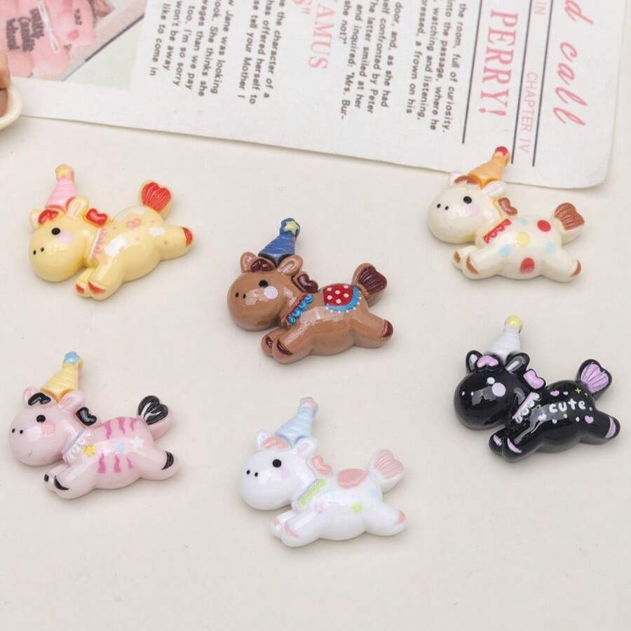 6pcs Running Horse Refrigerator Magnets, Cartoon Fridge Stickers, Creative Cute Office Message, Kitchen Home Decor Magnetic Stickers - Multicolor - View 1