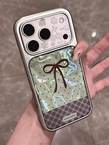 复古绿色波浪蝴蝶结手机壳，适用于 17/17 Pro Max、新款16 Pro，兼容 13/14/15 Pro Max，防摔手机壳，女士适用 - 綠色 - 查看 2