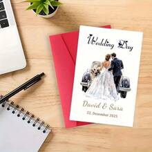 精美婚礼邀请函，附信封——是送给新人的完美结婚礼物——您可以在卡片背面写下您的祝福和寄语。婚礼祝福卡、留言卡、附带信封，经典婚礼美学，结实耐用的信封，新娘 - A - 查看 2