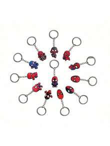12pcs/Set Marvel Spider Man Party Gift Keychain Spider Man Anime Keychain Birthday Gift Gift New Year's Gift, Valentine's Day Gift, Easter Gift - Multicolor - View 1