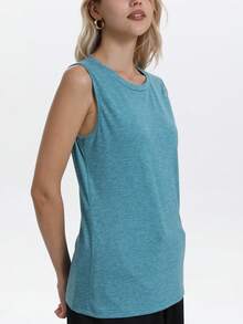 Women's Solid Color Round Neck Casual Versatile Outdoor Vest Summer - Turquoise - View 1