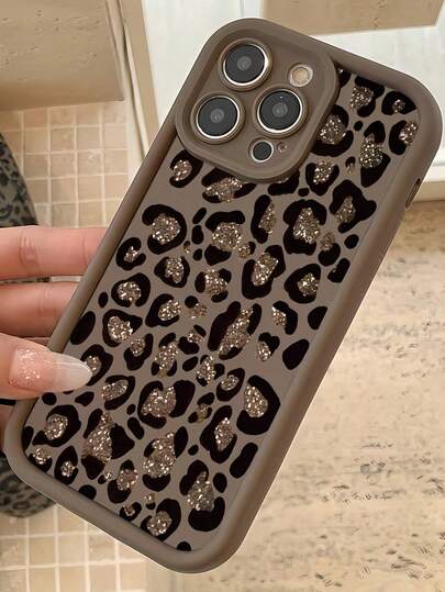 Cheetah,Leopard Print 1pc Brown Matte Gradient Textured Leopard Print Pattern Phone Case, Compatible With IPhone 16 Pro Max, 17/16/15/14 Plus, 13/12/11, Air, And Series,International Version, Not The Domestic Version