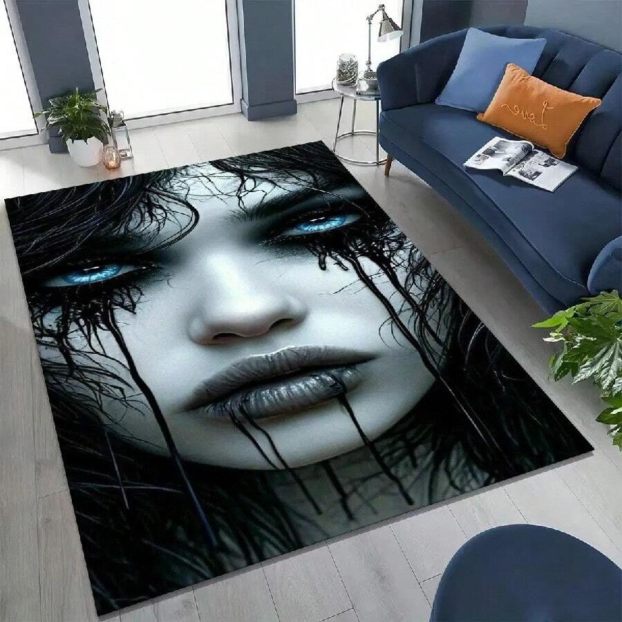 Terrifying Ghost Spirit Apparition Specter Skull Gothic Rug For Bedroom Living Room Sofa Home Doormat Decor,Non-Slip Floor Mat(11).Jpg - 白色 - 查看 1