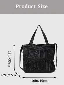Large Capacity Casual Tote Bag, With Letter Patchwork, Embroidery Thread, Tassel, Multiple Carrying Options, Perfect For Women For Daily Commuting Or Holding Books School Bag, Back To School Backpack, Portable, Lightweight, Large Capacity, Classic Casual, Suitable For Teen Girls Y2k Bag, 2000s Fashion Style, Gothic Punk Bag For Women - 彩色 - 查看 10