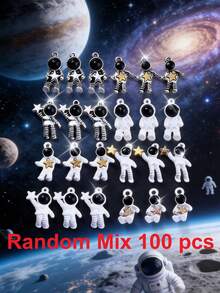 5/10/20/30/50/100/200 件多色宇航员、太空、星星、月亮主题珠宝吊坠，适合制作手链和项链配件 - 彩色 - 查看 19