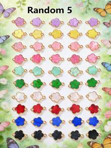 5/10/20/30/50/100/200/300/400/500pcs Multi-Color Elegant Quatrefoil Flower Double Hole Pendant, Suitable For DIY Necklace, Bracelet, Earring, Key Chain, Phone Charm, Couple Gift Jewelry Making - Five-petal Flower - View 16