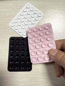 3pcs Silicone Suction Cup Phone Holder, Black, White, Light Pink Suction Cups, Suitable For Smartphones, Non-Slip Adhesive Grip, Supports Hands-Free Viewing, Video Calls, Gaming, Dashboard & Bedside Use, Portable Phone Stand, Gift For Friends, Ideal Holiday Small Gift - Multicolor - View 1