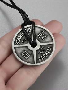 1件新款运动风举重杠铃哑铃吊坠项链 男士简约霸气健身饰品礼品 - 時尚 - 查看 2