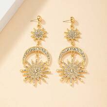 1对时尚优雅的星星吊坠耳环，适合女性日常和节日穿着 - 金黃色 - 查看 6