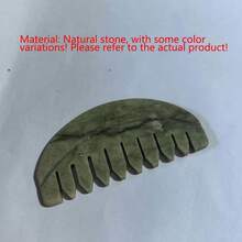 Natural Jade & Agate Scalp Massage Comb - Stone Material Facial, Neck, Full Body Massage Gua Sha Tool - Green - View 9