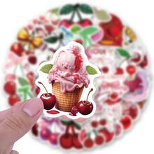 61张樱桃图案贴纸，美观实用，可用于剪贴簿、日记本、笔记本电脑、保险杠、滑板、水瓶、电脑、手机、贺卡、相册、家具等装饰。 - 彩色 - 查看 5