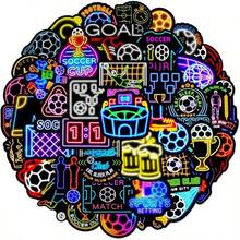 50 Pcs Neon Soccer Stickers - Waterproof Vinyl Sports Stickers Skateboard, Laptop, Fridge, Phone Luggage Assorted Neon Soccer Designssoccer - 50 - Neon Football-50 - View 7
