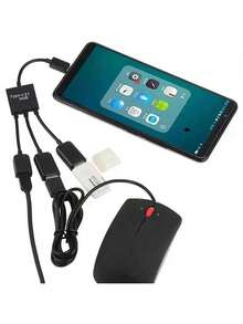 Cáp truyền dữ liệu OTG đa chức năng, kết nối bàn phím, chuột, ổ USB văn phòng cho điện thoại di động và máy tính bảng Android Type-C, bộ chia USB tốc độ cao 3 trong 1, trạm kết nối, hub Type-C, phù hợp với các thiết bị cổng DC như máy tính xách tay, bộ định tuyến, máy ảnh, máy in, quạt nhỏ, đèn bàn, v.v. - màu đen - Xem 5