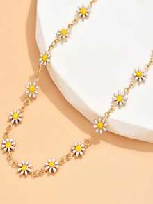 1 pieza Tobillera minimalista con flor de margarita, adecuada para el uso diario y las vacaciones en la playa de las mujeres - Dorado - Ver 2